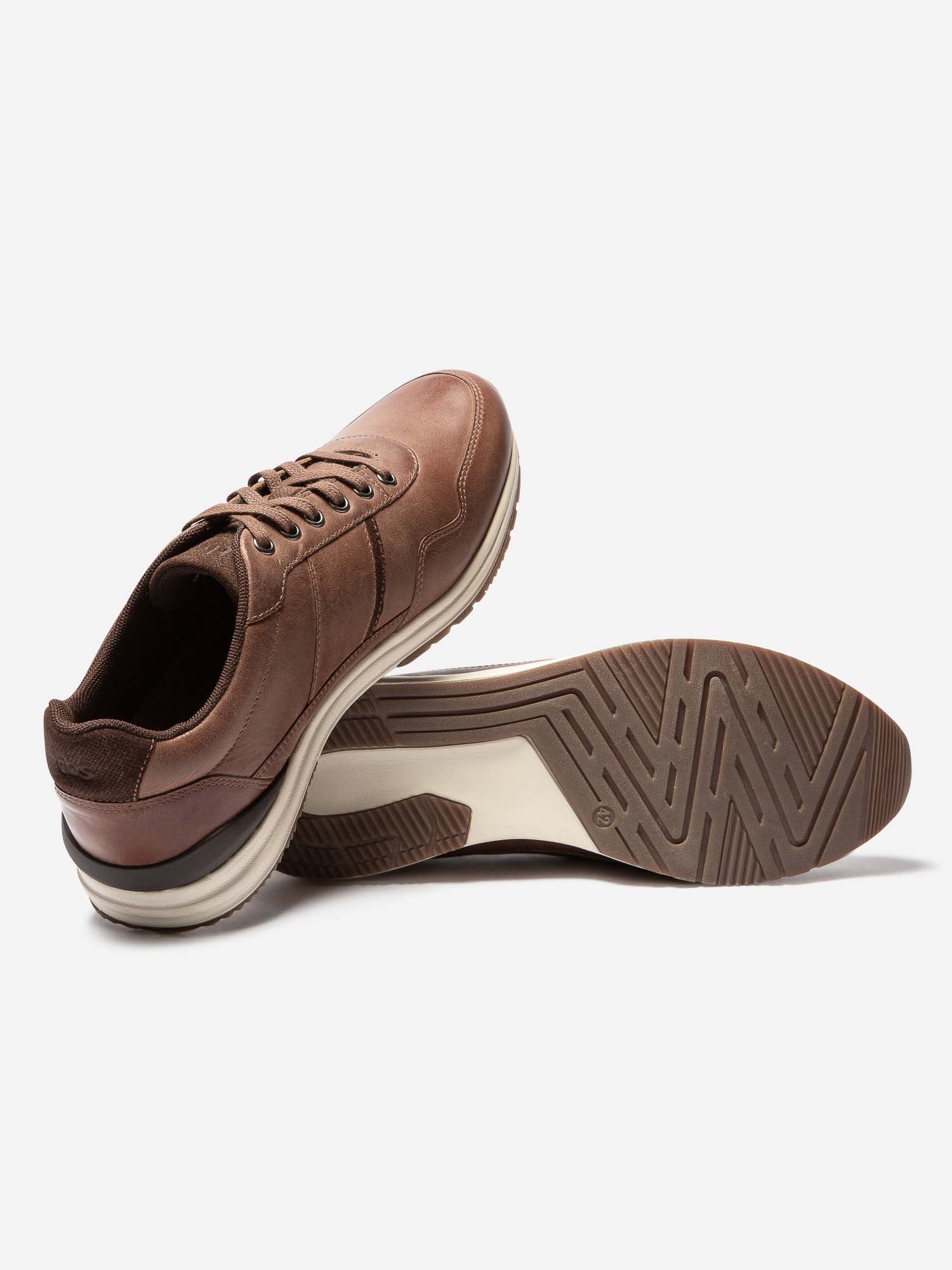Tennis Homme Confort Cuir Marron