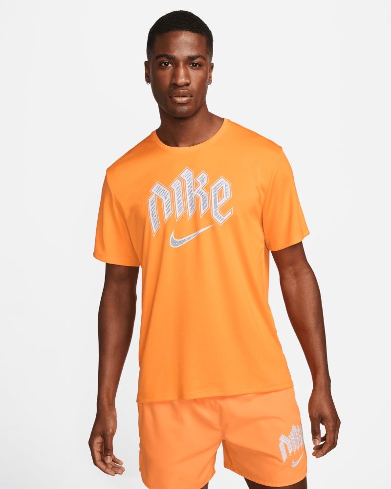 T-shirt de running Nike Miler Orange & Blanc pour homme