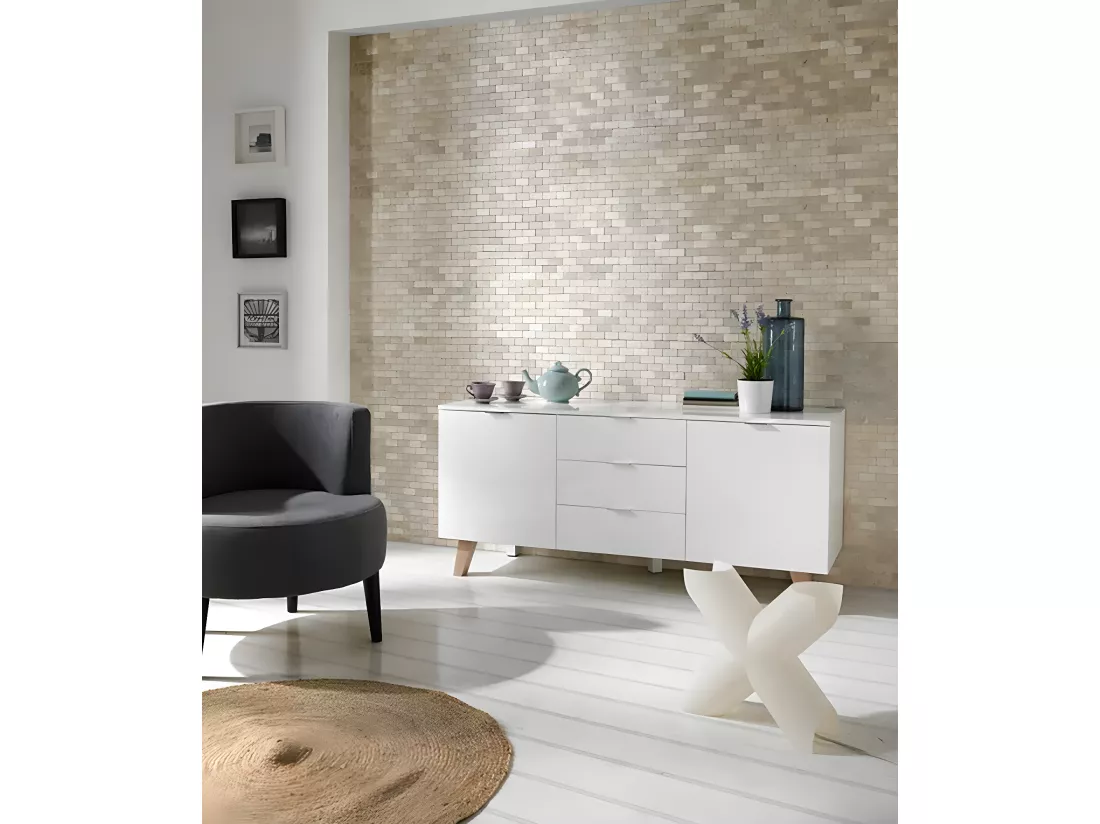 Carrelage de mosaïque (Boite de 1m²) / Plaque mosaïque mur et sol en marbre naturel coloris beige mat - 30 x 30 cm