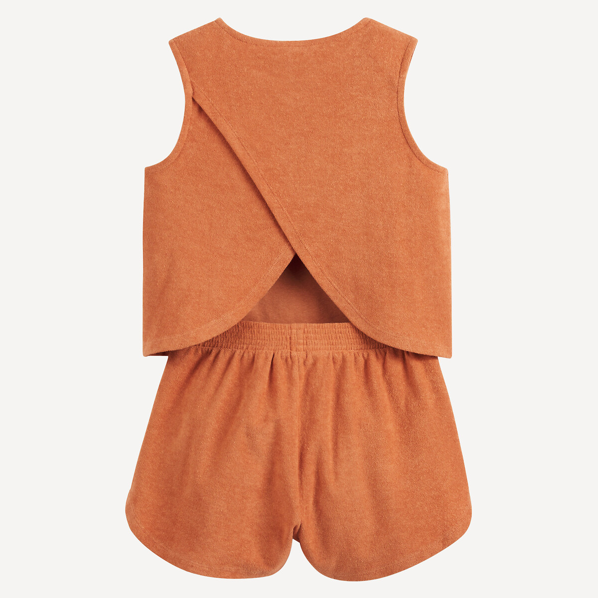 COLEÇÃO LA REDOUTE<br>Conjunto de duas peças em tecido atoalhado, camiseta e shorts