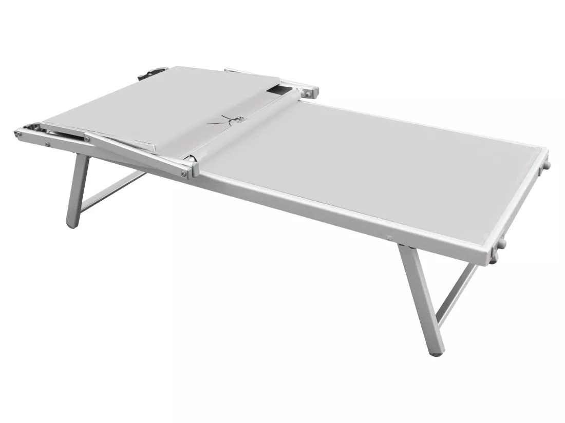 Chaise longue de plage en aluminium Polyester PVC blanc 38x186x61
