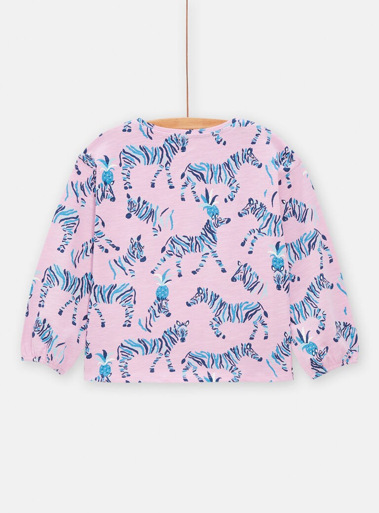 T-shirt rose motif zèbre pour fille