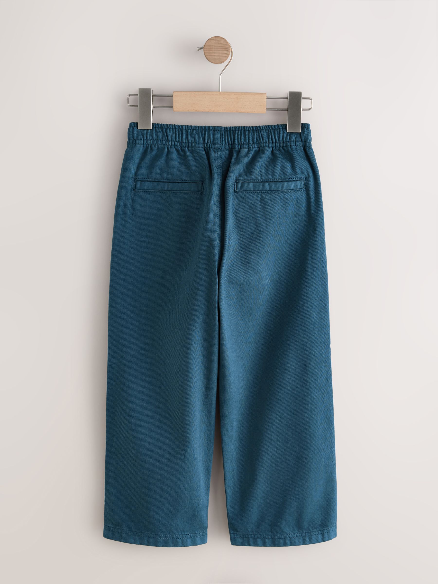 Marineblauw - Twill jeans met aantrekkoord (3-16jr)