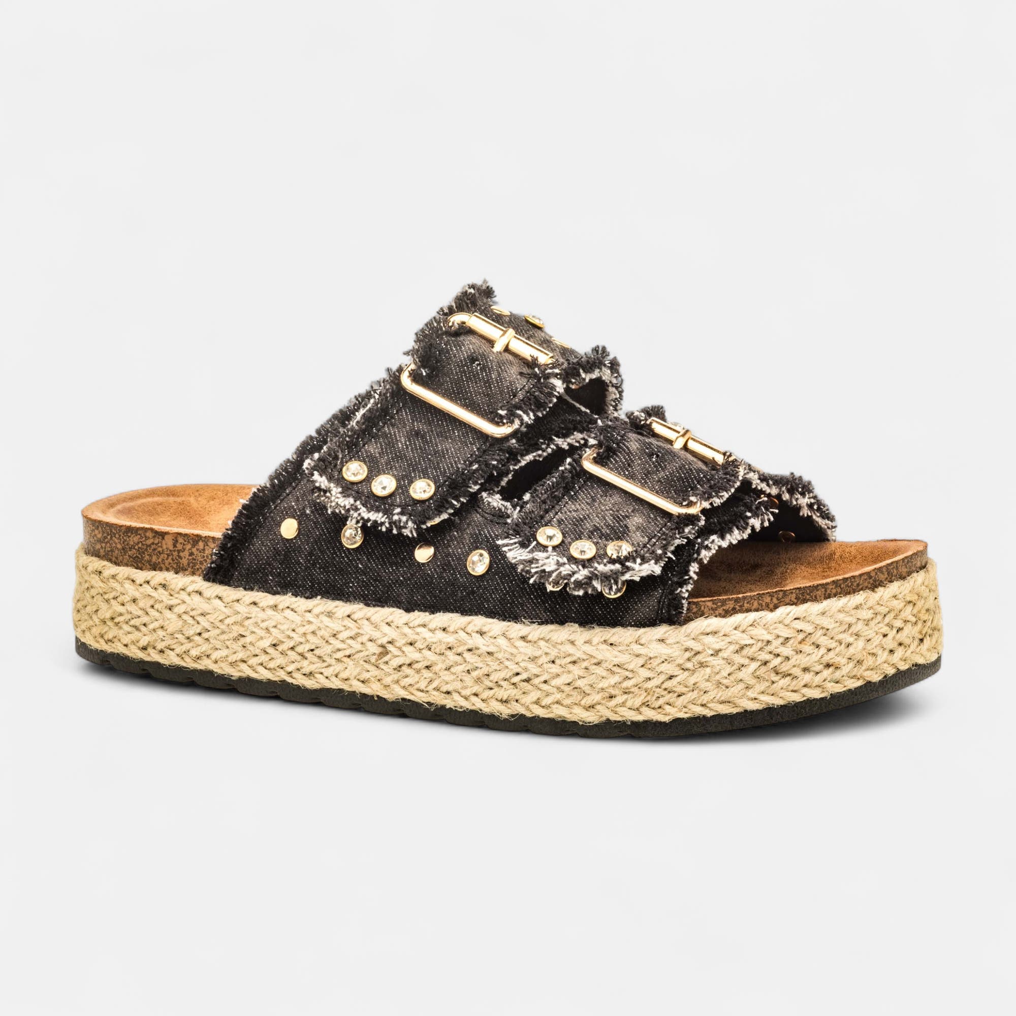 Mules semelle liège Femme noir