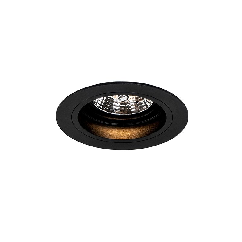 Set van 6 Ronde inbouwspot zwart verstelbaar - Chuck 70