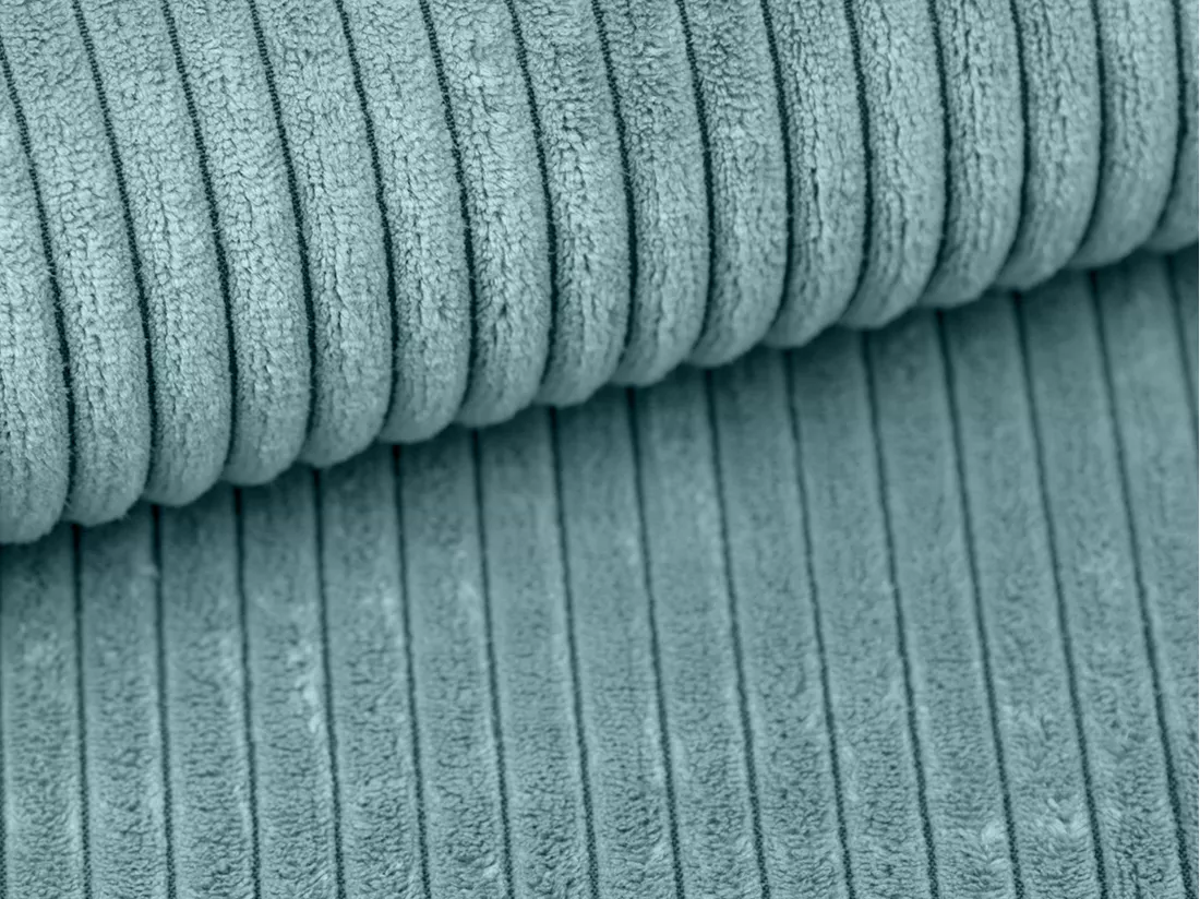 Pouf en velours côtelé bleu turquoise AMELIA