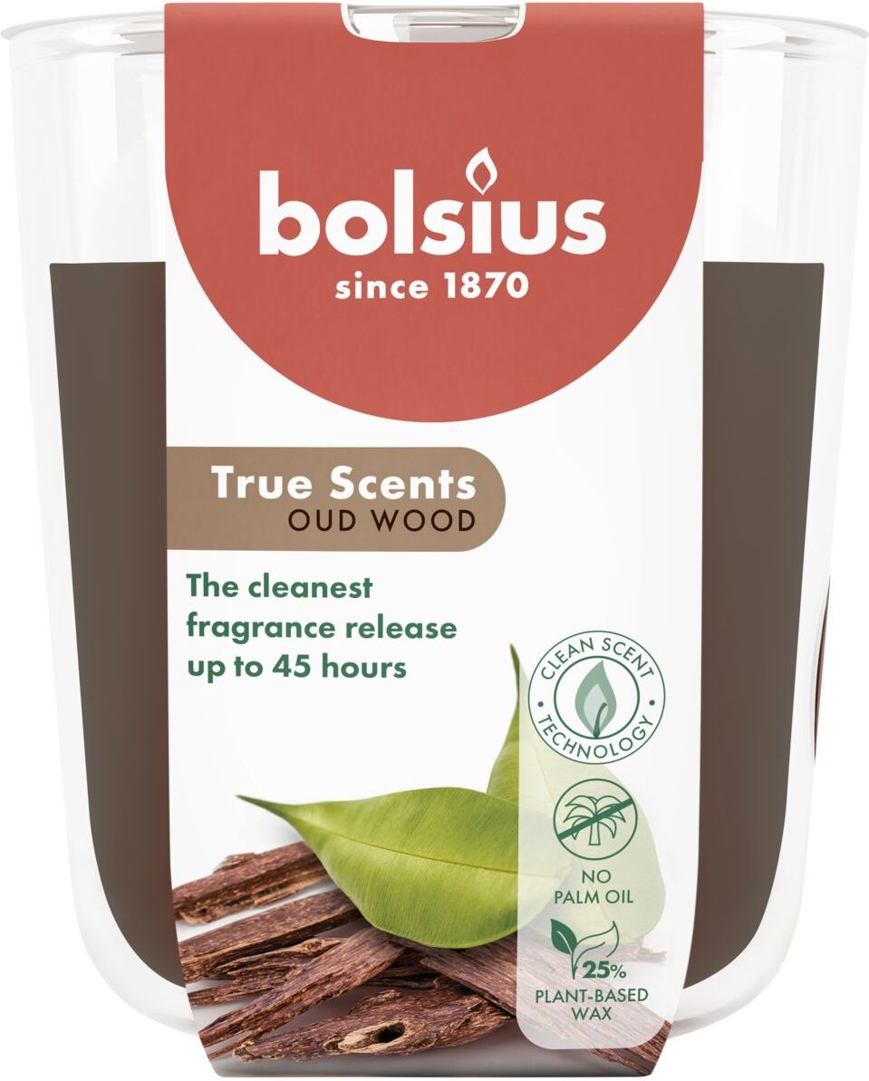 Bolsius geurkaars True Scents Oud Wood bruin 45 uur D 8,4 H 5,2 cm