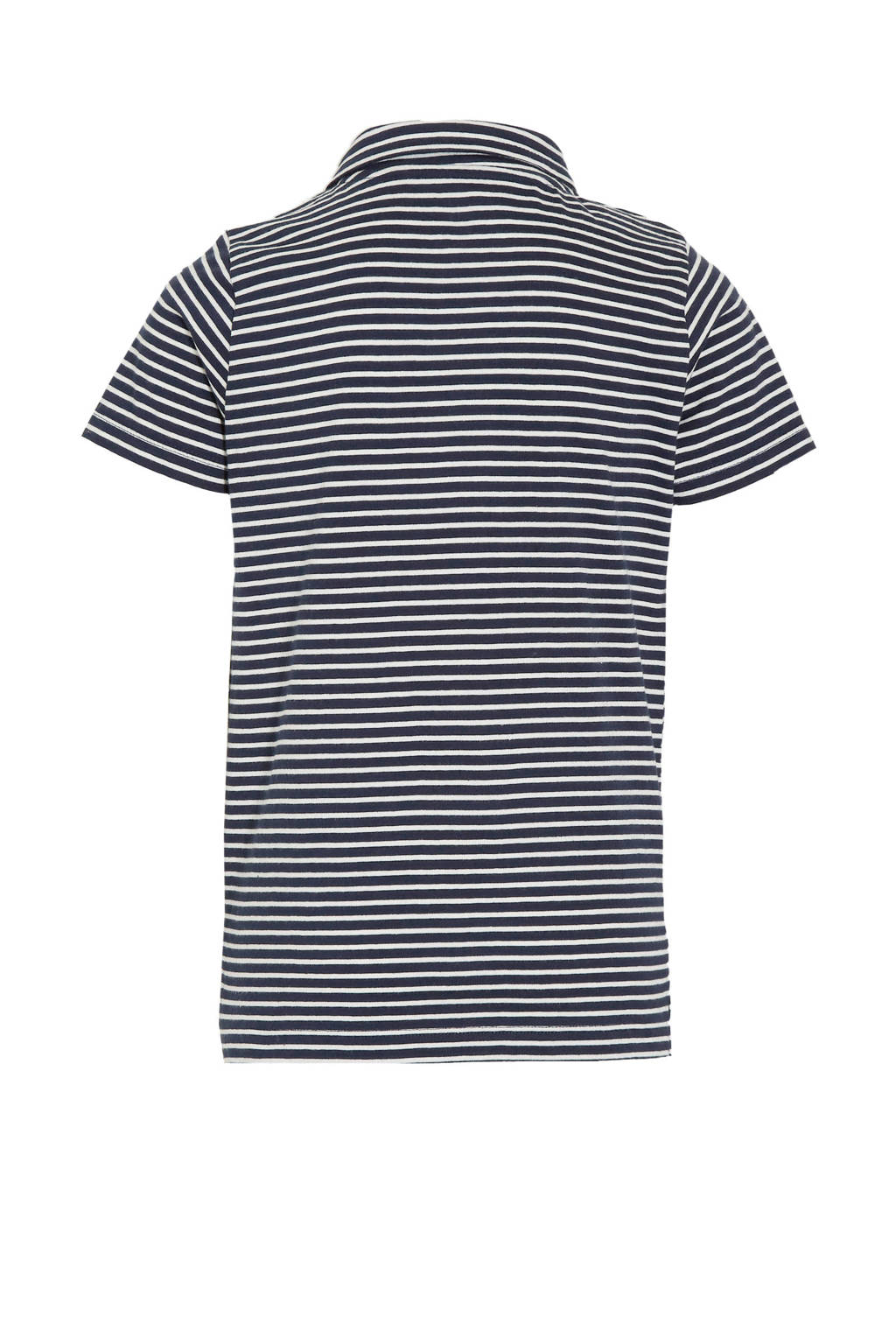 anytime gestreepte polo donkerblauw/wit