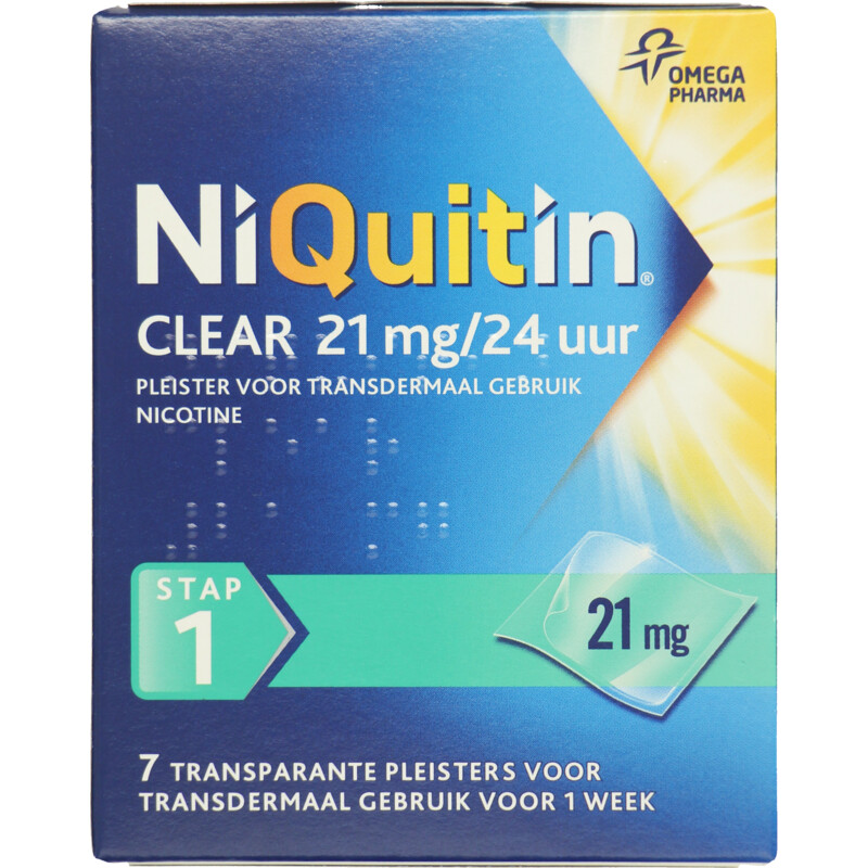 Niquitin Clear 21mg nicotine pleister stap 1