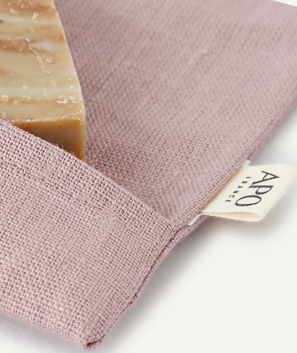 APOLA POCHETTE POUR SAVON LILA EN LIN ENDUIT
