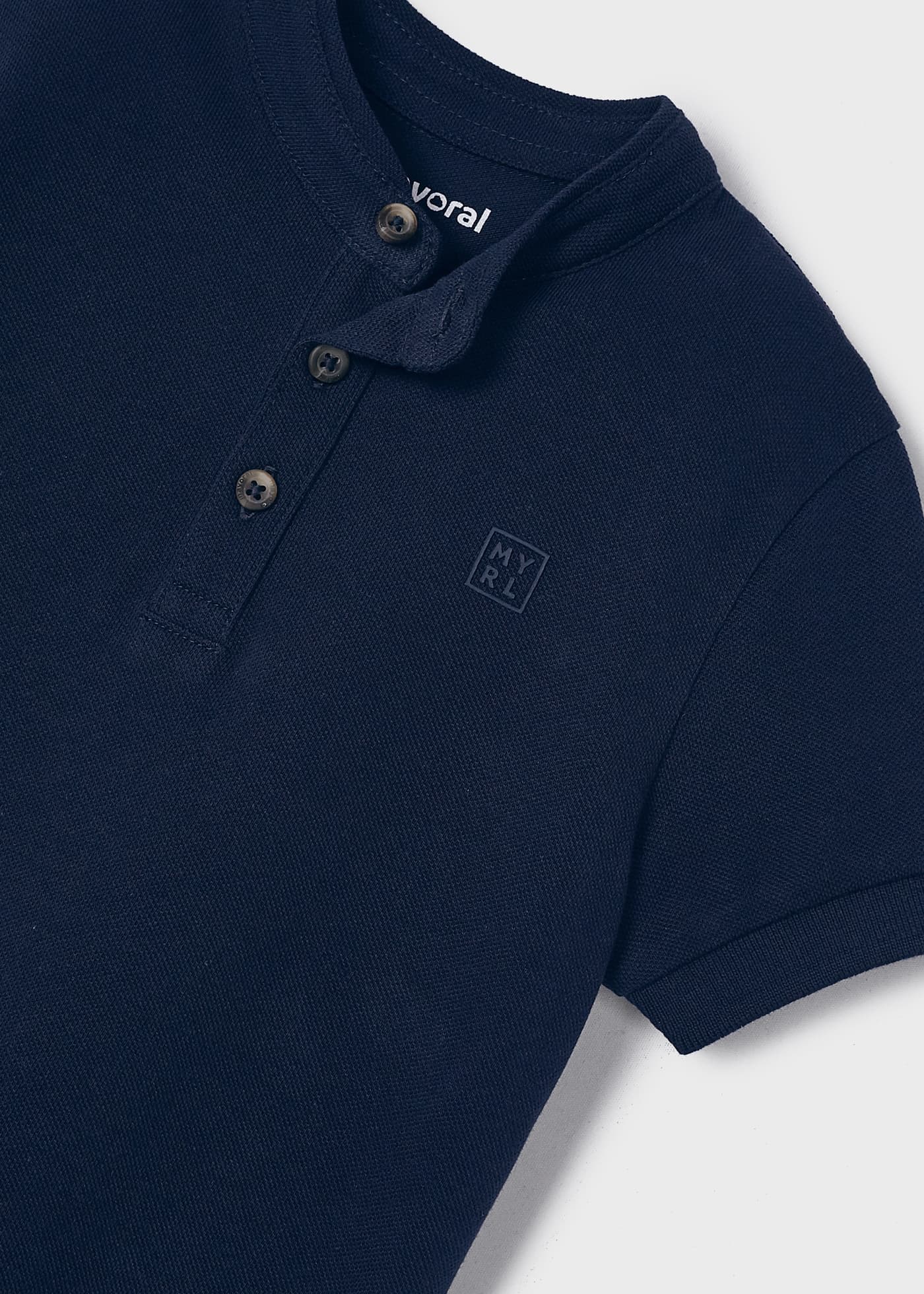 Camisa polo de algodão sustentável com gola mandarim para meninos