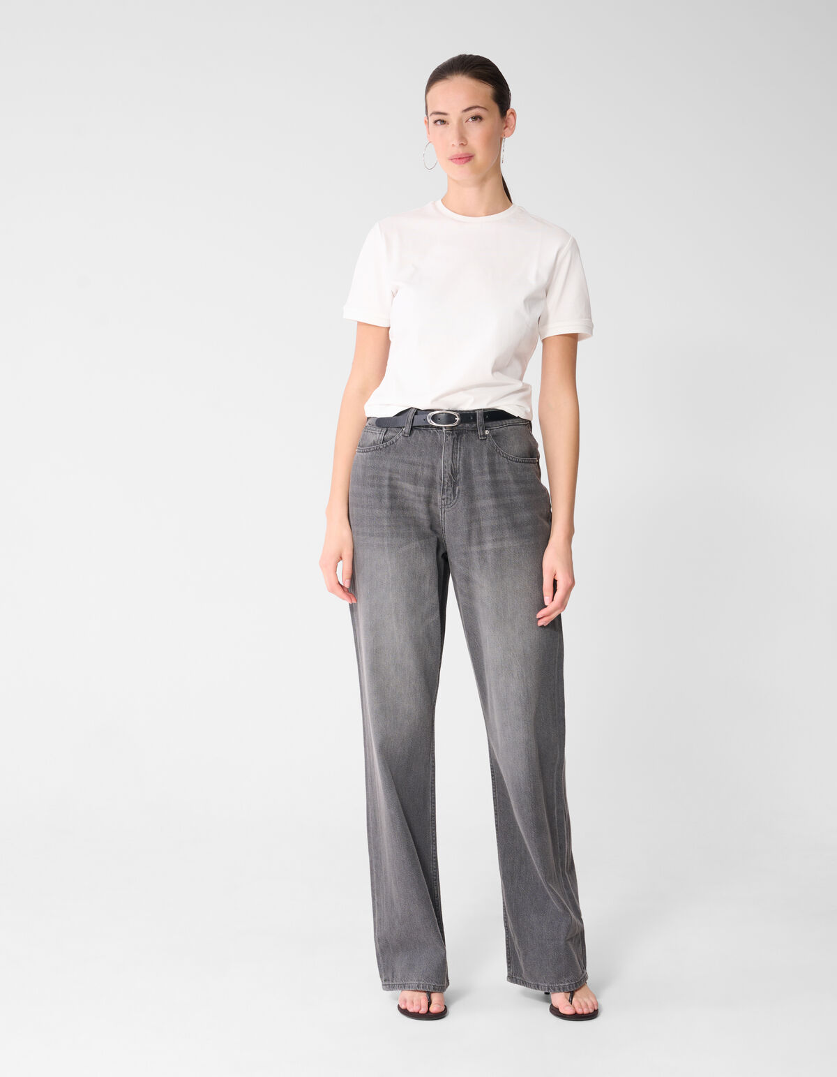 Soft Wide Leg Fit Jeans Grijs