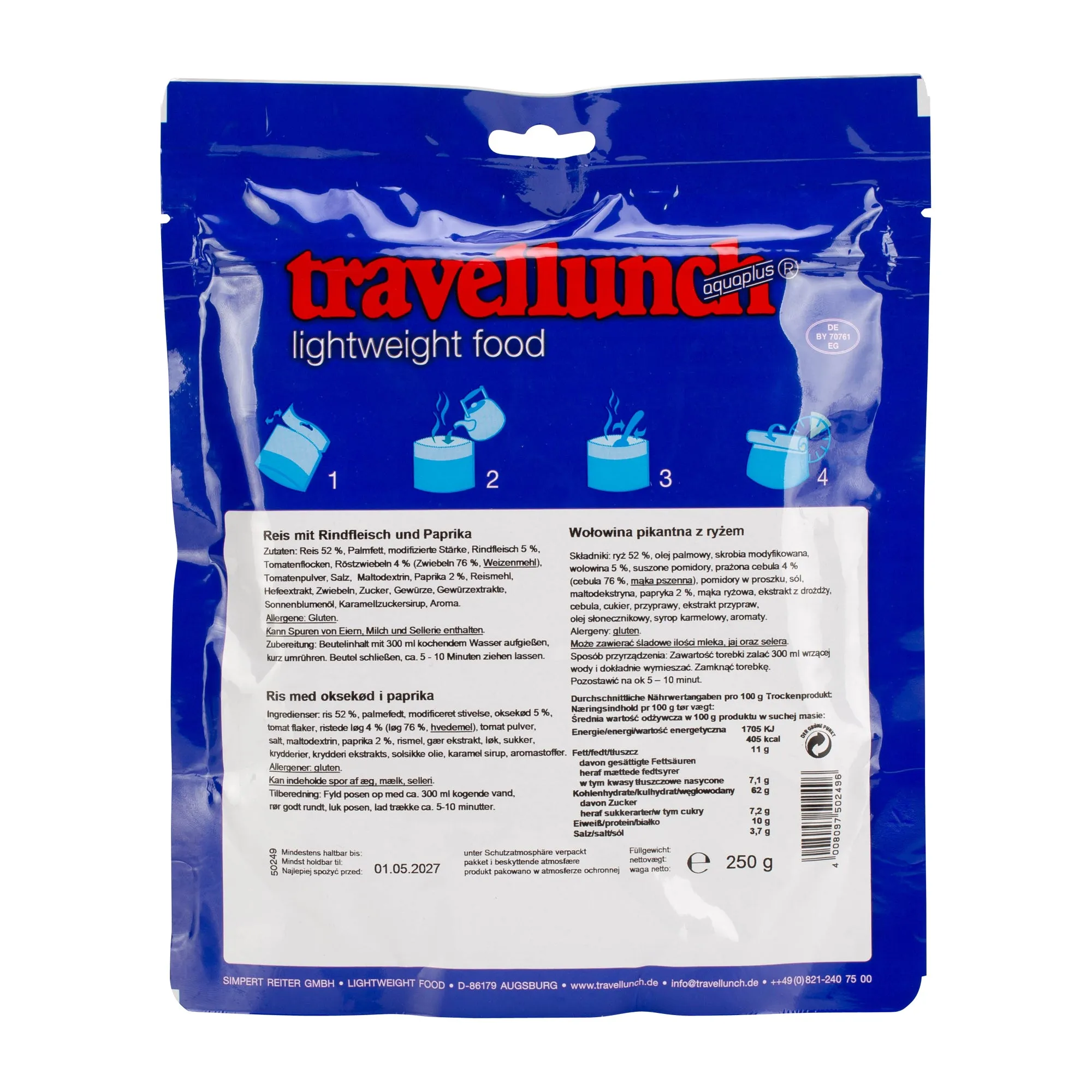 Travellunch -  Reis mit Rindfleisch und Paprika 2er Packung