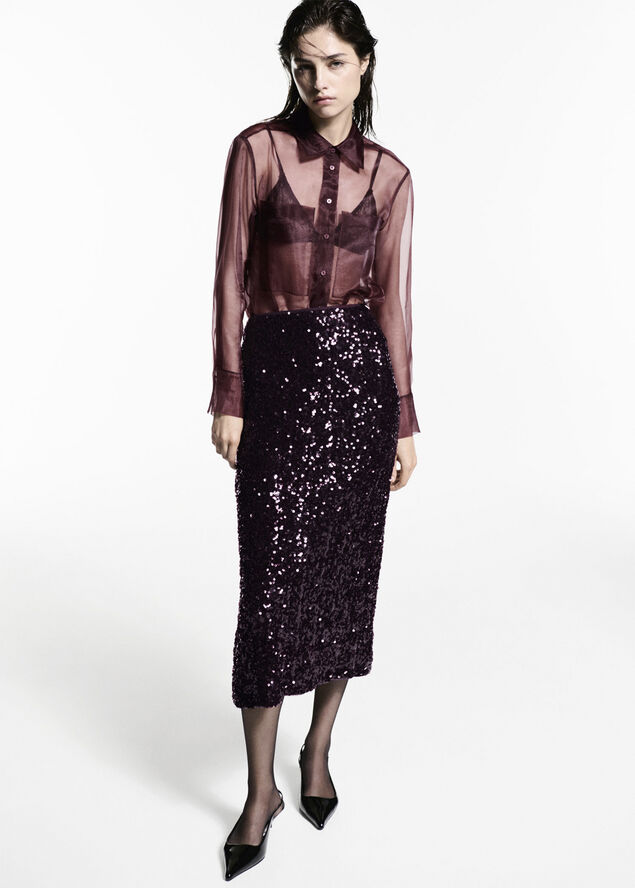 MANGO Sequin midi skirt 78