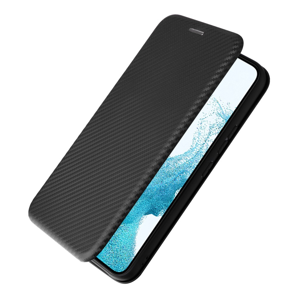 Samsung Galaxy A54 5G Leder Tasche Flip Cover Carbon Look - Schwarz