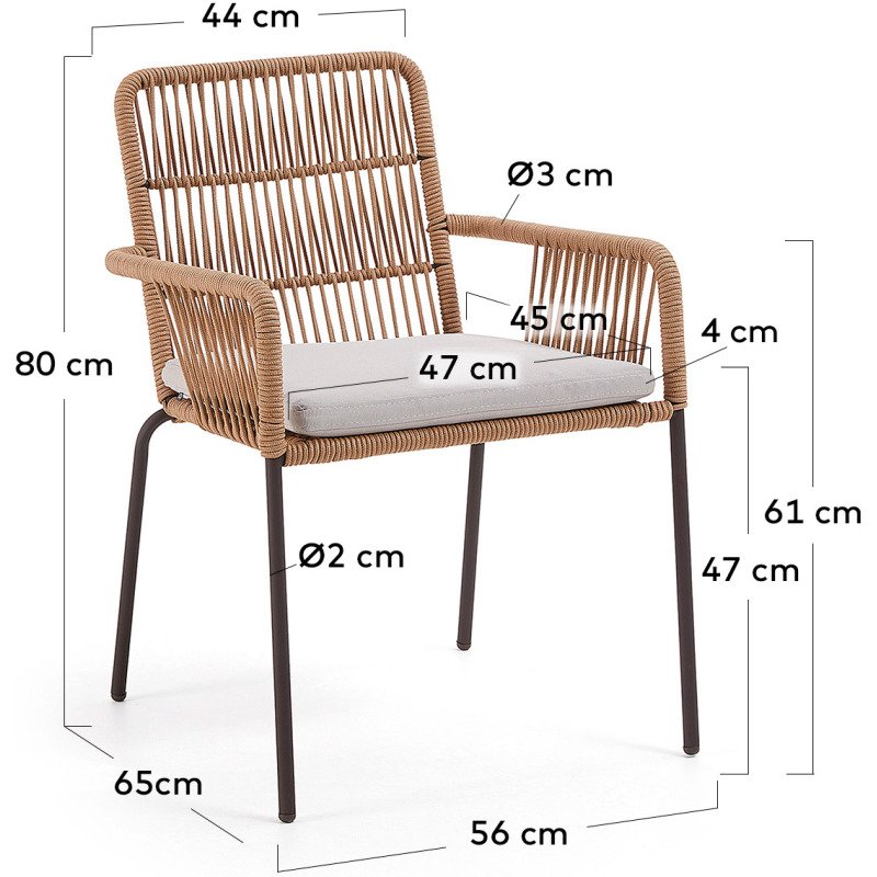 Chaise Samanta - corde - pieds acier galvanisé