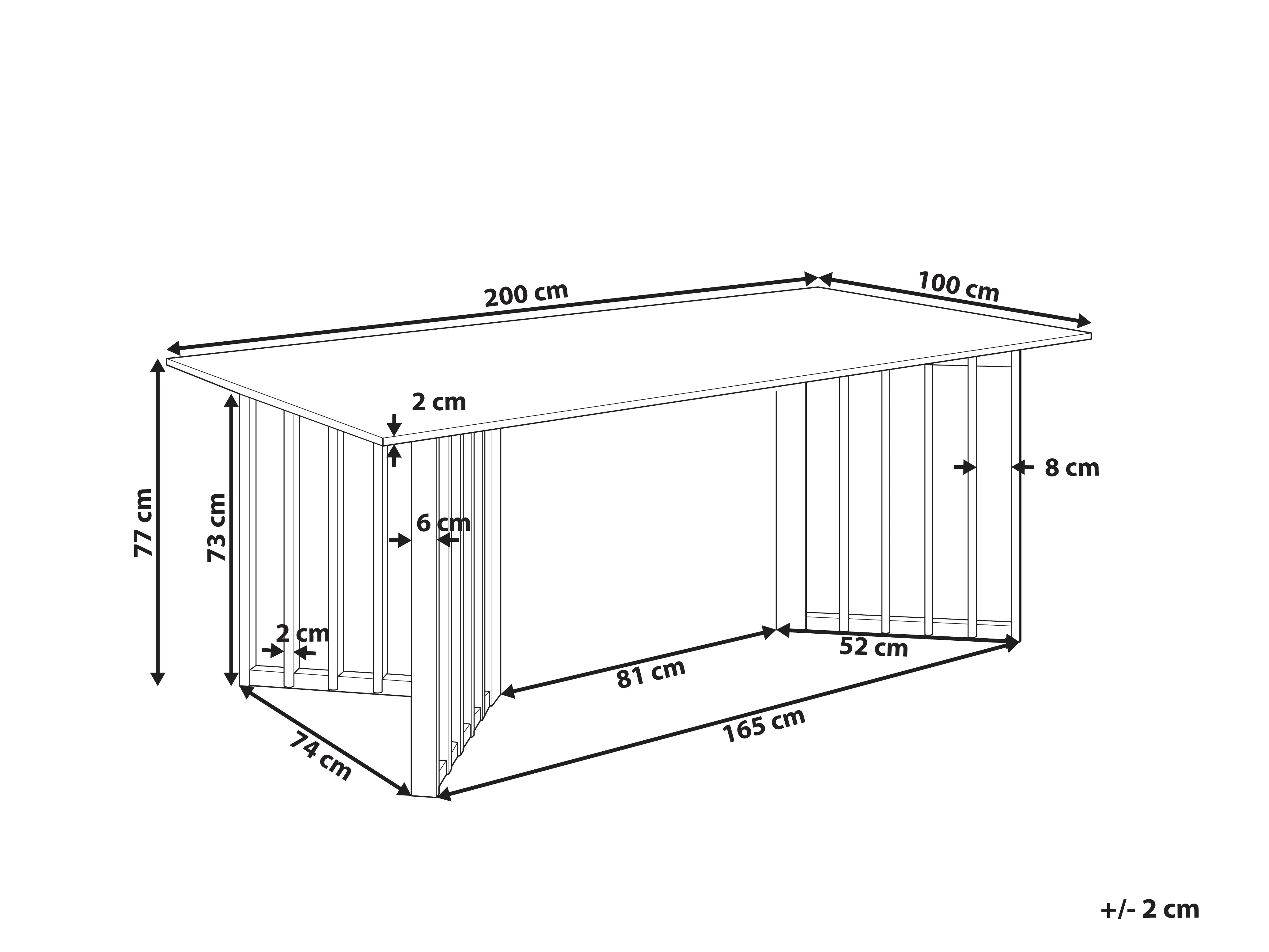 Eettafel LEANDRA Licht essenhout 100 cm 200 cm