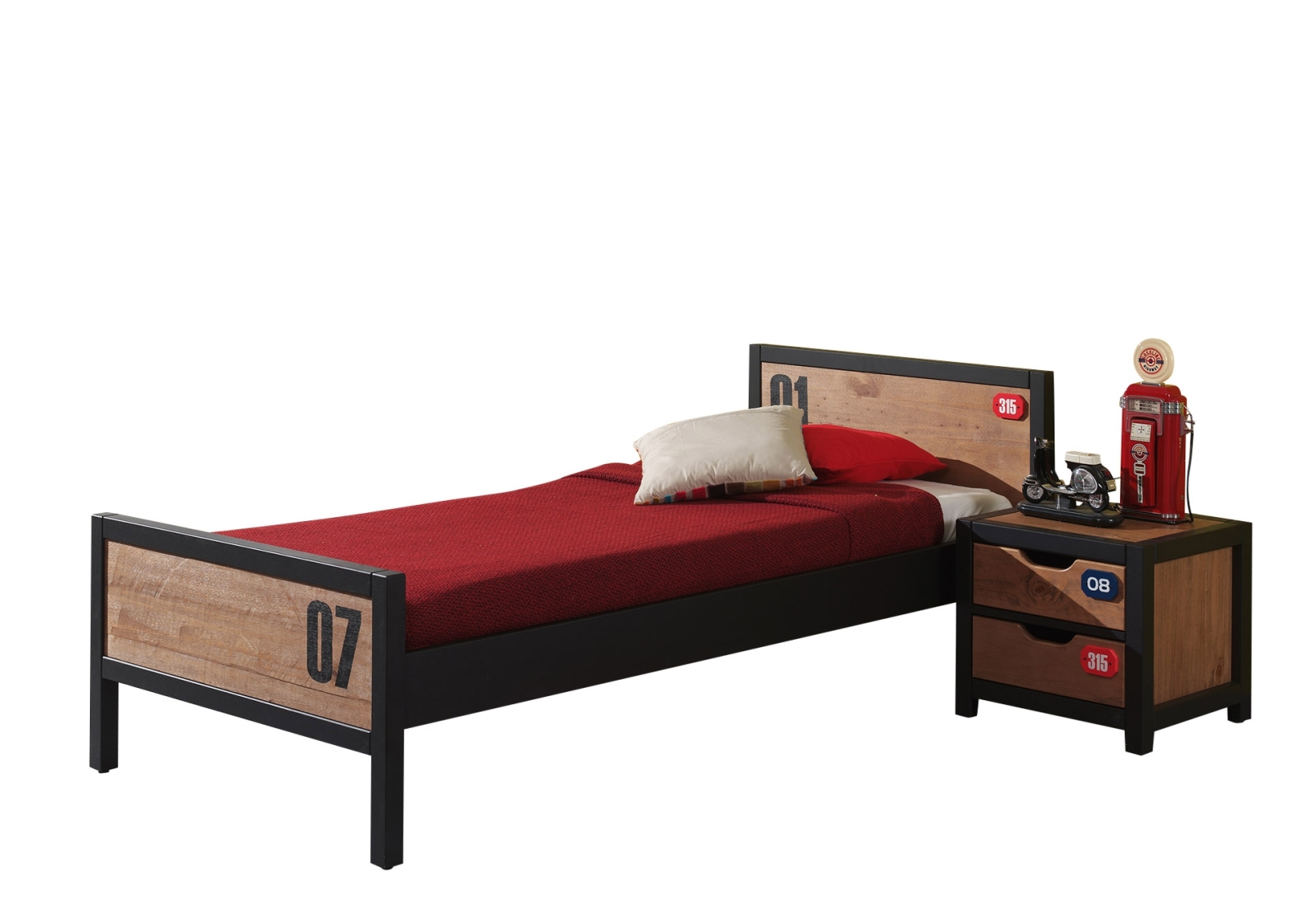 2-teiliges Jugendzimmer-Set ALEX - teilmassiv - mit Lattenrost - 90x200 cm