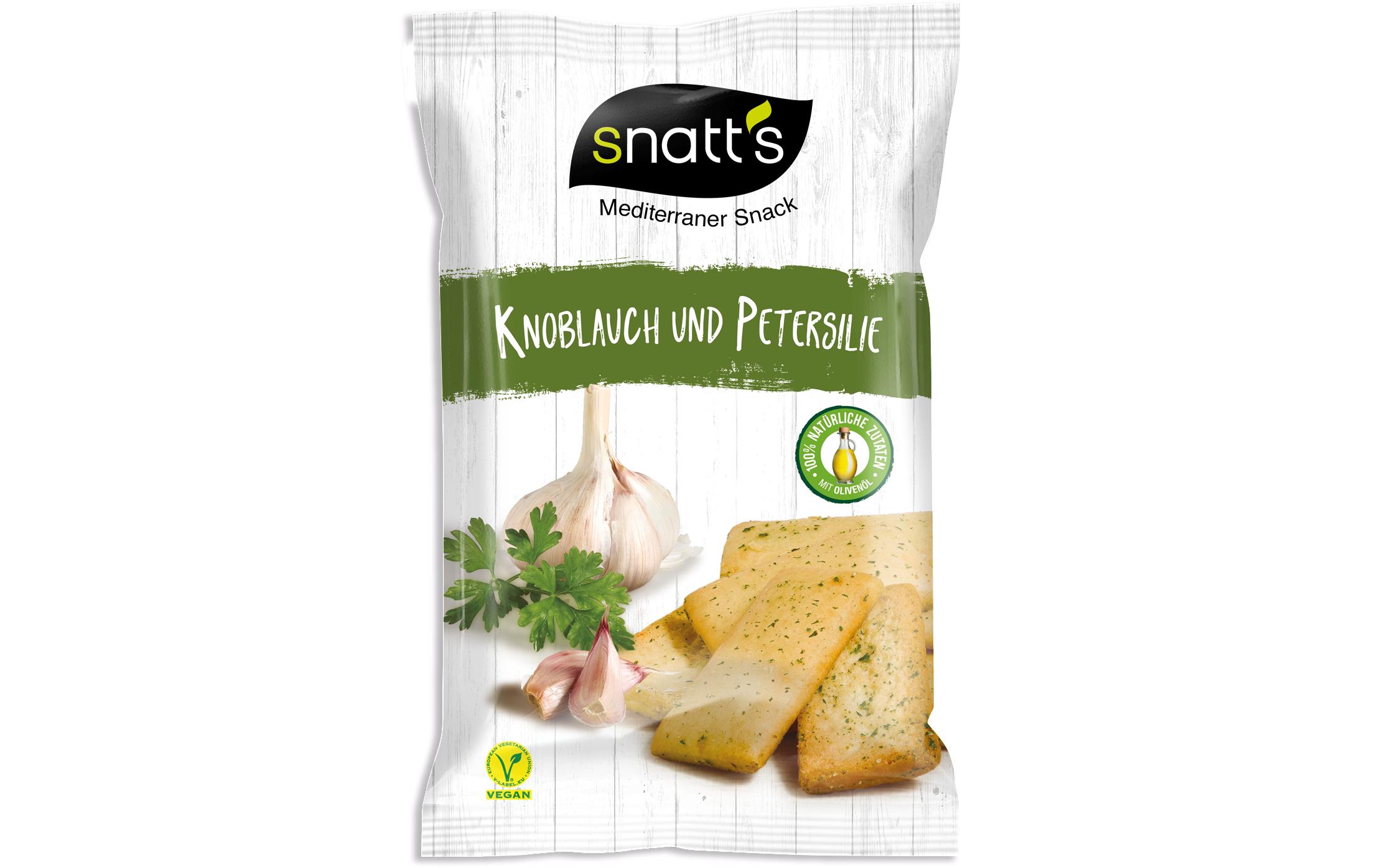 Brotsnack Knoblauch & Petersilie 120 gKnusprige Brotscheiben mit aromatischen Kräutern und würzigem Knoblauch