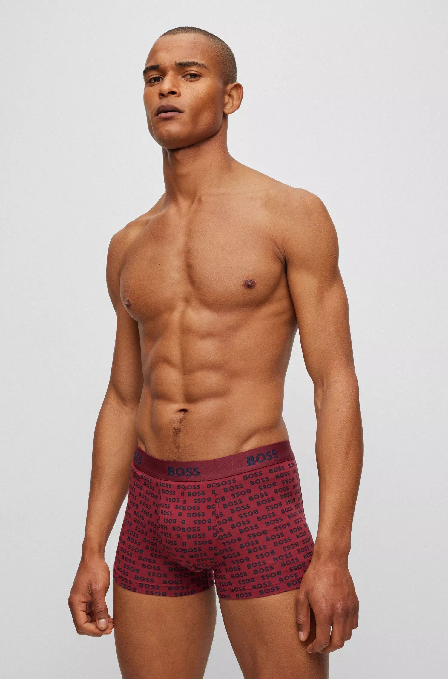 BOSS Black - Pacote com três cuecas boxer de algodão elástico com cós com logotipo.
