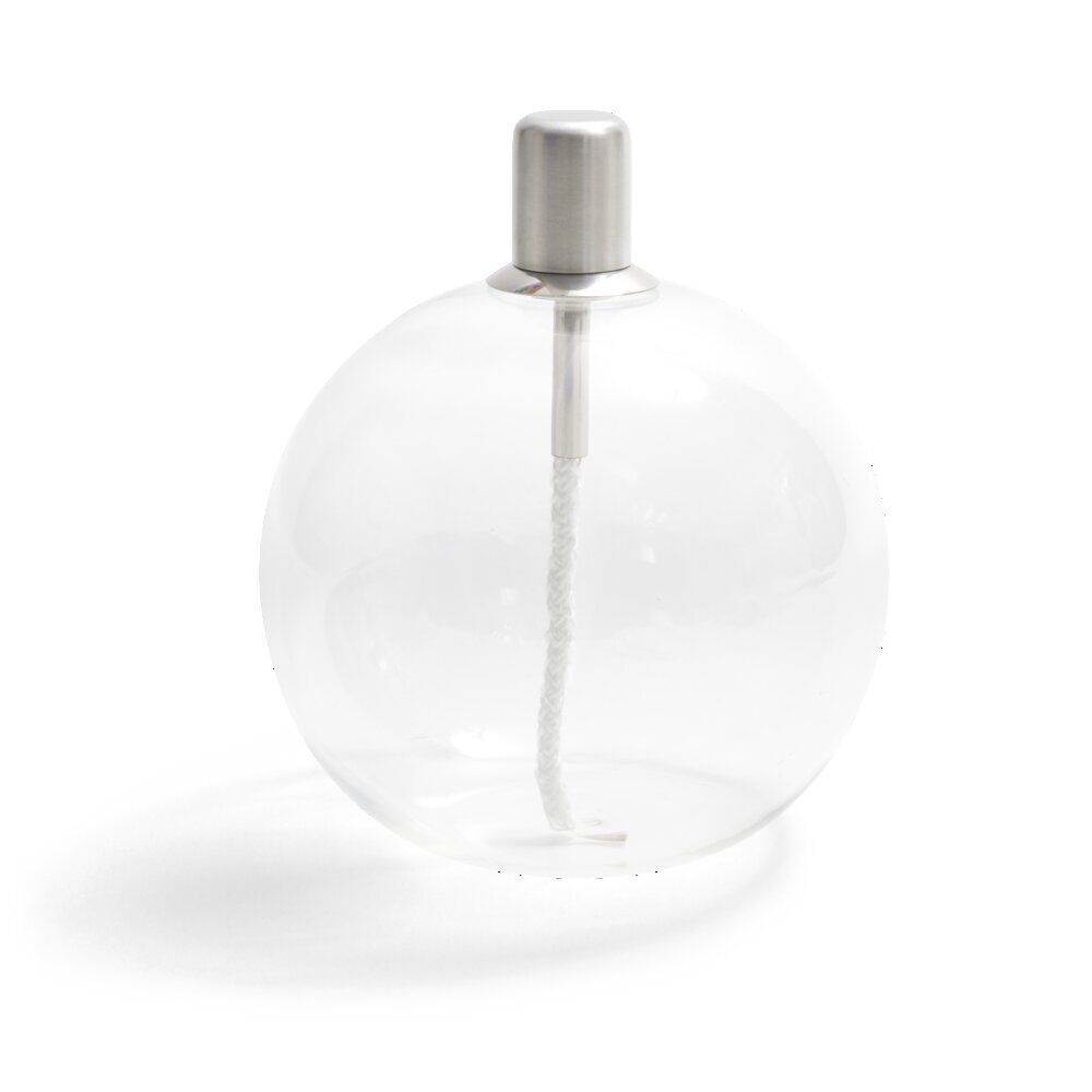 Lampe à huile ronde en verre et mèche coton H13cm