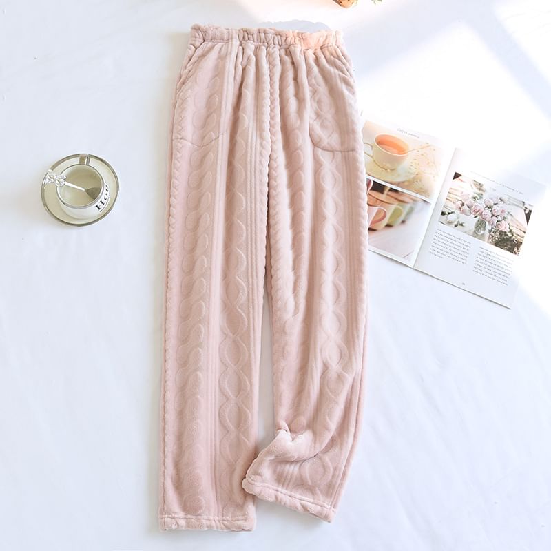 molpes - Effen fleece pyjamabroek met elastische taille