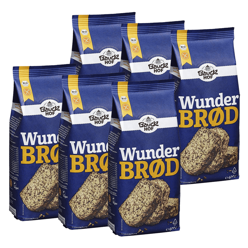 6 x Bio Backmischung Wunderbrød Haferflockenbrot (6x600g)