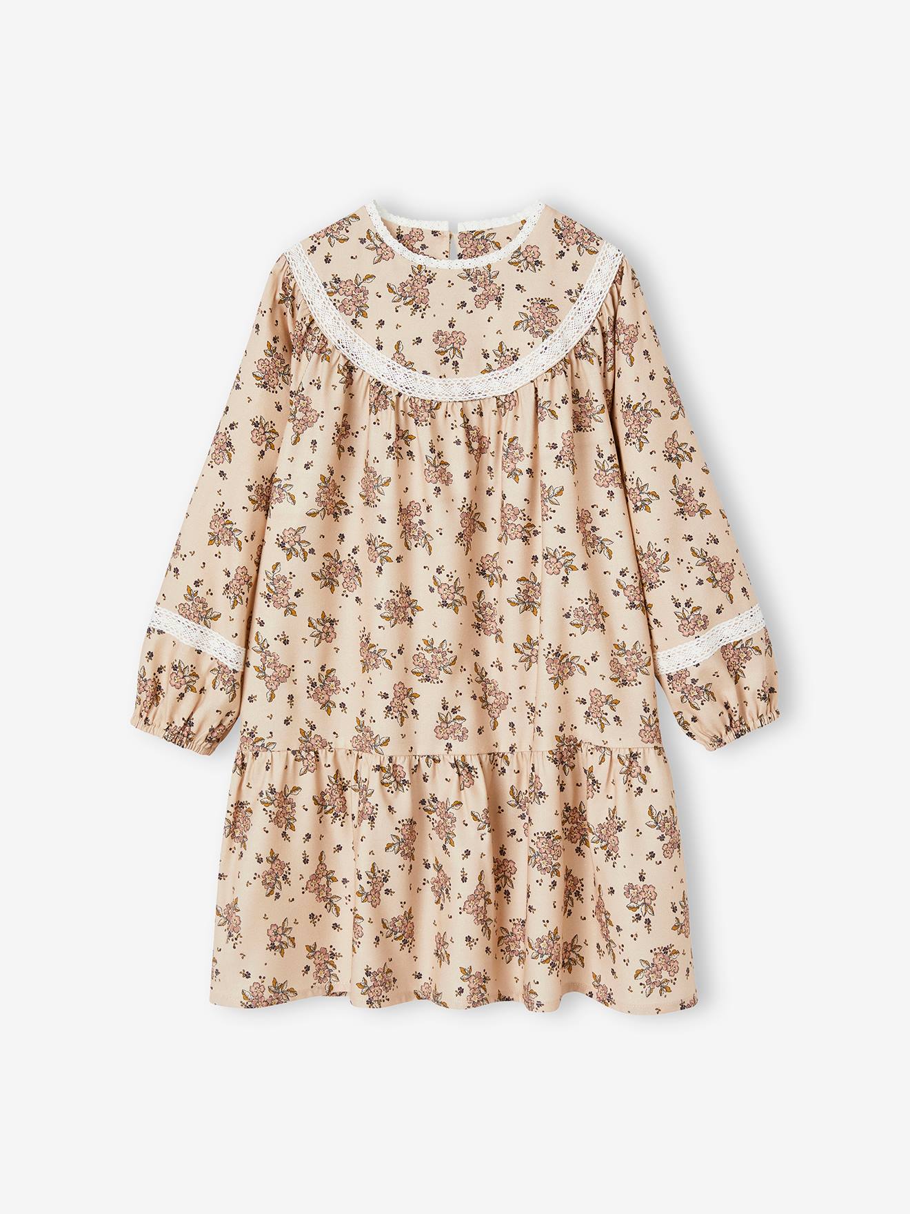 Vestido floral azul escuro para meninas