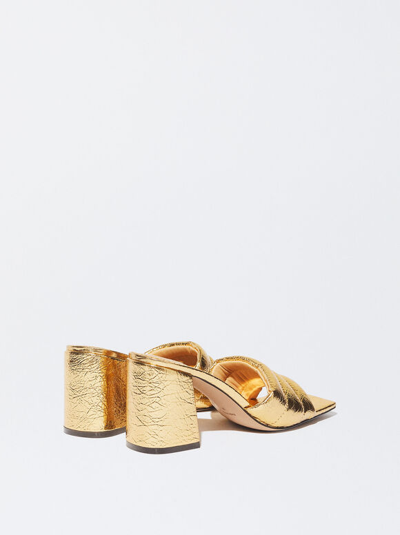 Sandalia Tacón Metalizada - Dorado