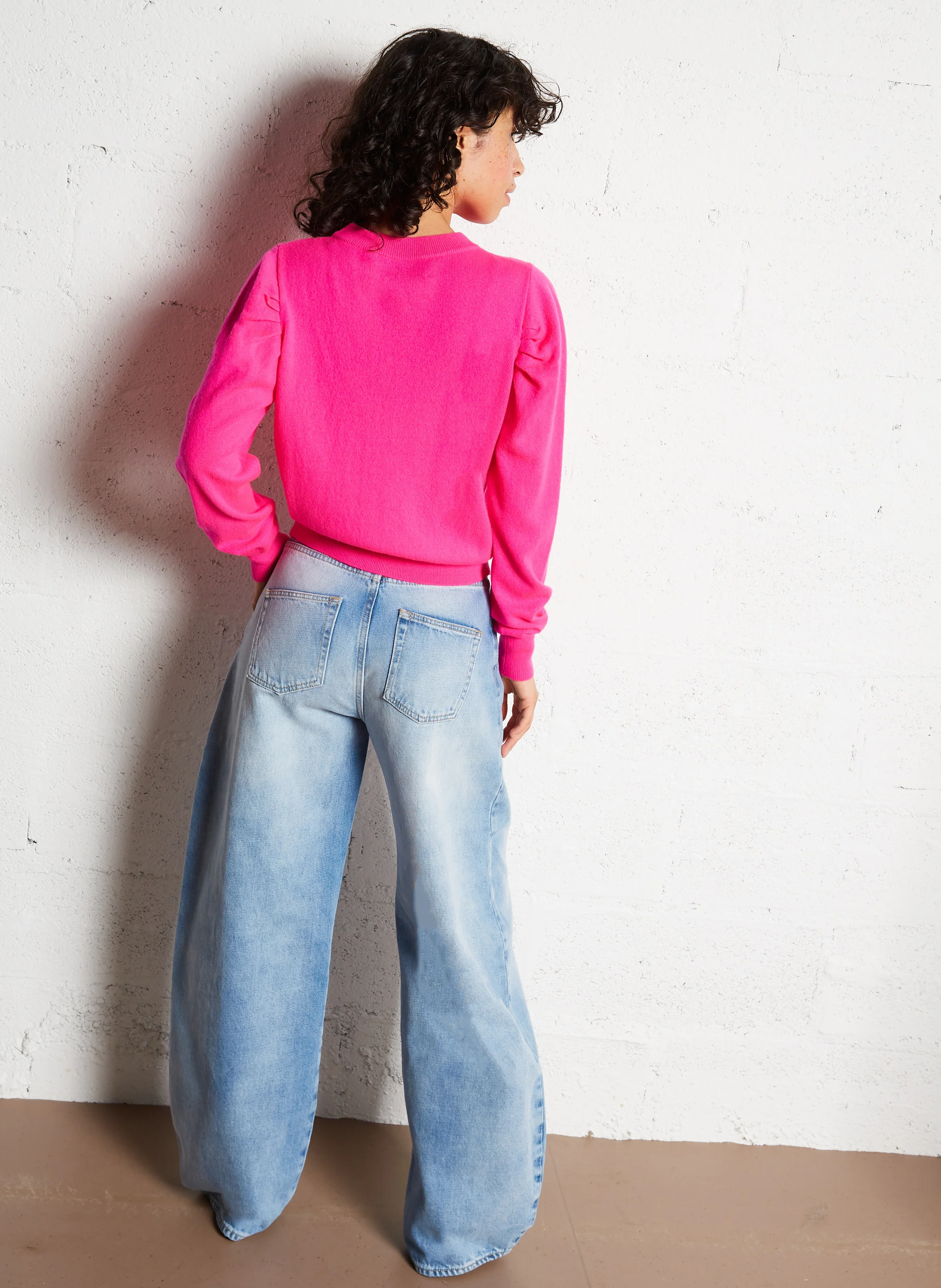 AIKA - Pull col rond en laine en en cachemire mélangés | Rose