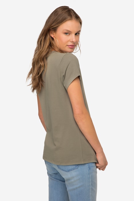 T-Shirt, kleiner Knoten Print, V-Ausschnitt, Halbarm, OEKO-TEX MIG