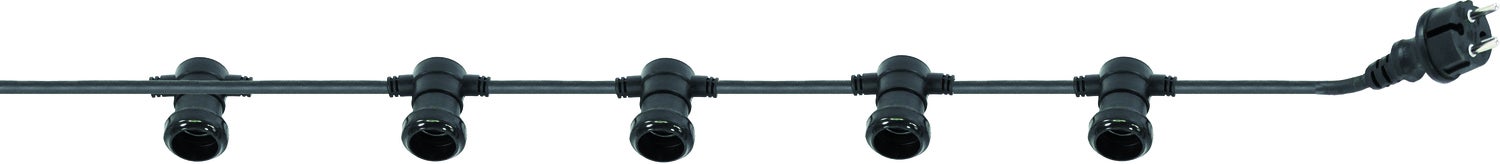 Partysnoer 10 x E27 fitting 10 m zwart