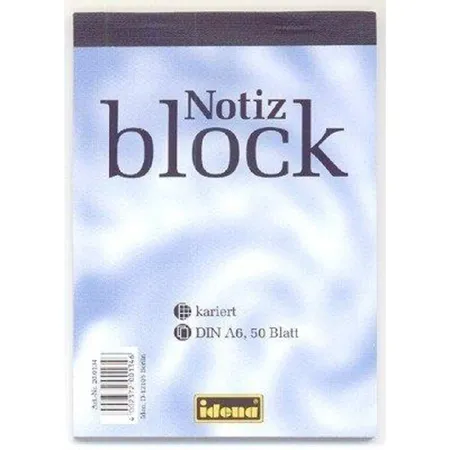 Idena Notizblock A6 50 Blatt 70g/m², kariert, kopfgeleimt