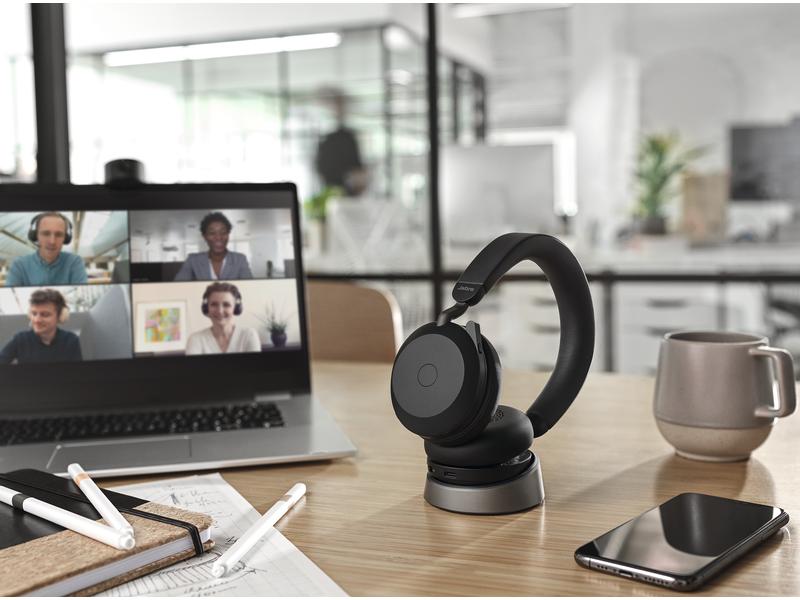 Jabra Headset Evolve2 75 Duo MS Schwarz, USB-C, inkl. Lades Erstklassige Soundtechnik für branchenweit führende Sprachqualität