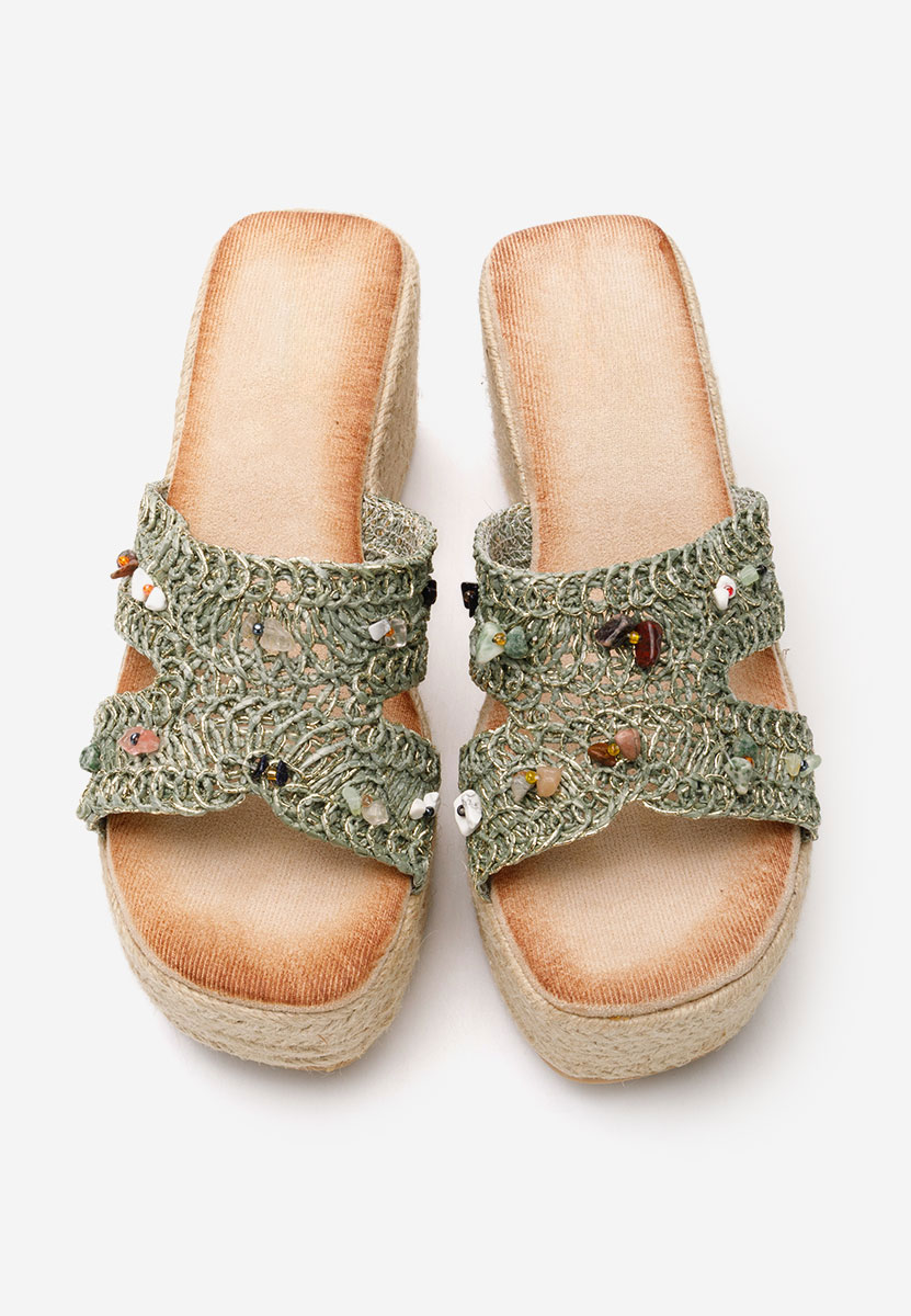 Mules à plateforme vert Laurine