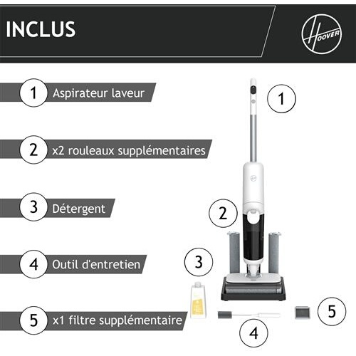 Aspirateur laveur Hoover ASPIRATEUR LAVEUR SEC ET HUMIDE AVEC DOUBLE ROULEAUX