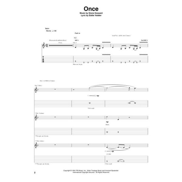 Pearl Jam Ten Songbook TAB