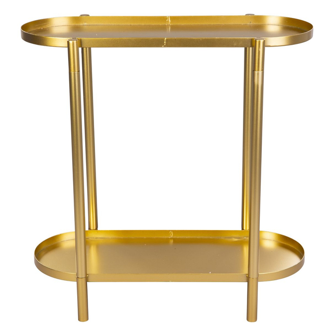 Dekoregal oval mit 2 Böden - gold - ca. 60 x 28 x 60 cm