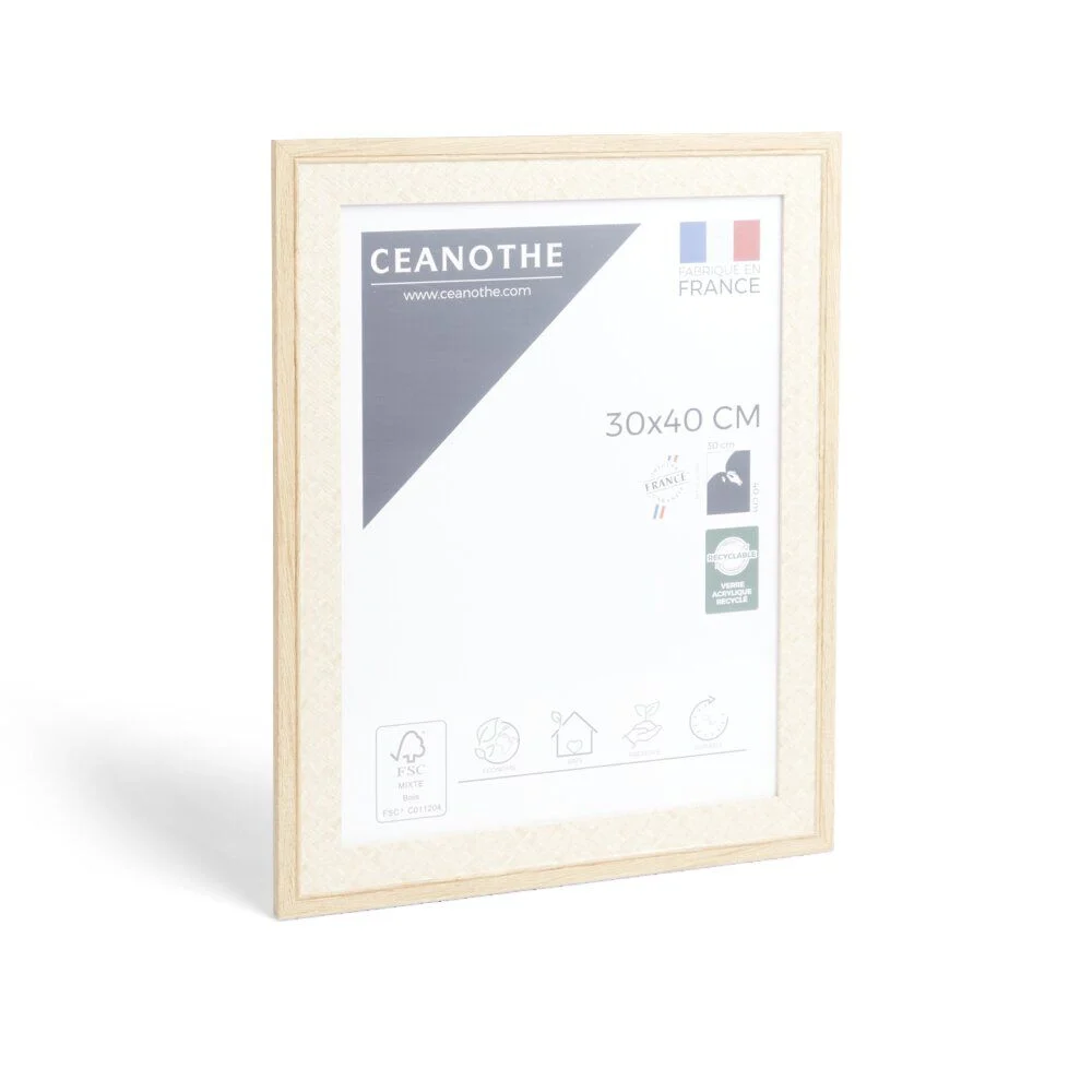 Cadre Palma bois beige naturel 36,8x1,5x46,8cm pour photo 30x40cm
