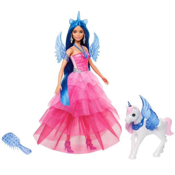 Barbie - Saphir - Einhornpuppe mit Flügeln und Einhornfohlen - blaue Haare