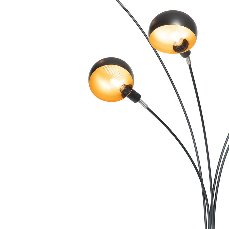 Design vloerlamp zwart met goud 5-lichts - Sixties Marmo