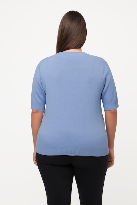 Pullover, Feinripp, Rundhals, Halbarm, Biobaumwolle