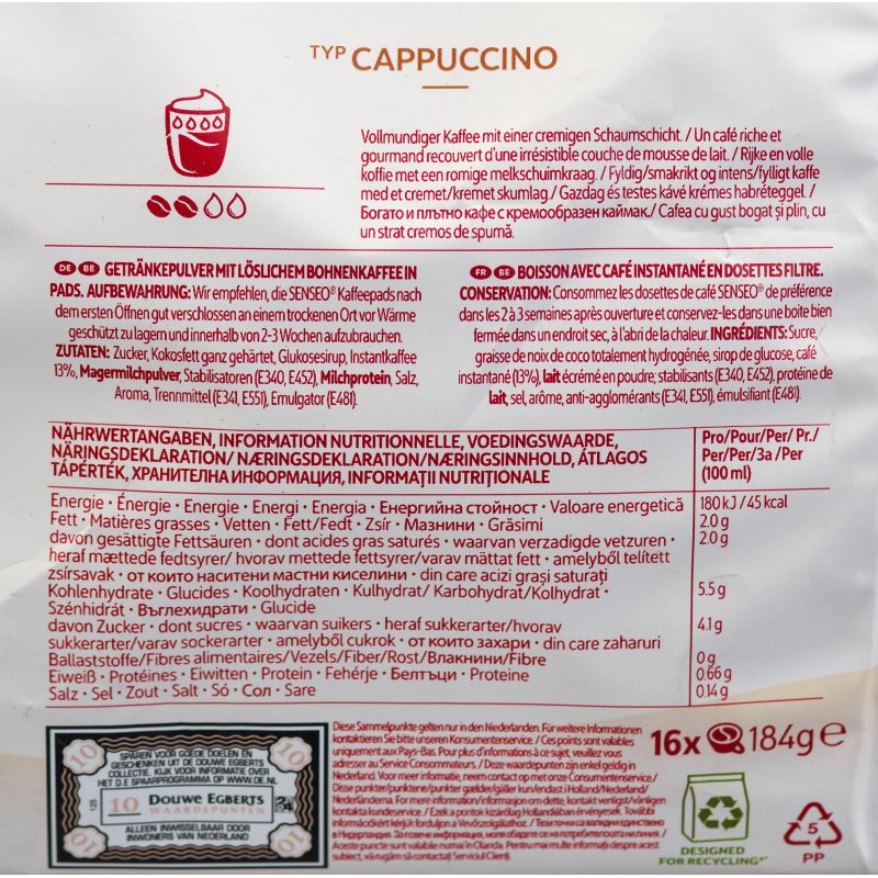 Dosettes de café Senseo Cappuccino - Paquet de 16