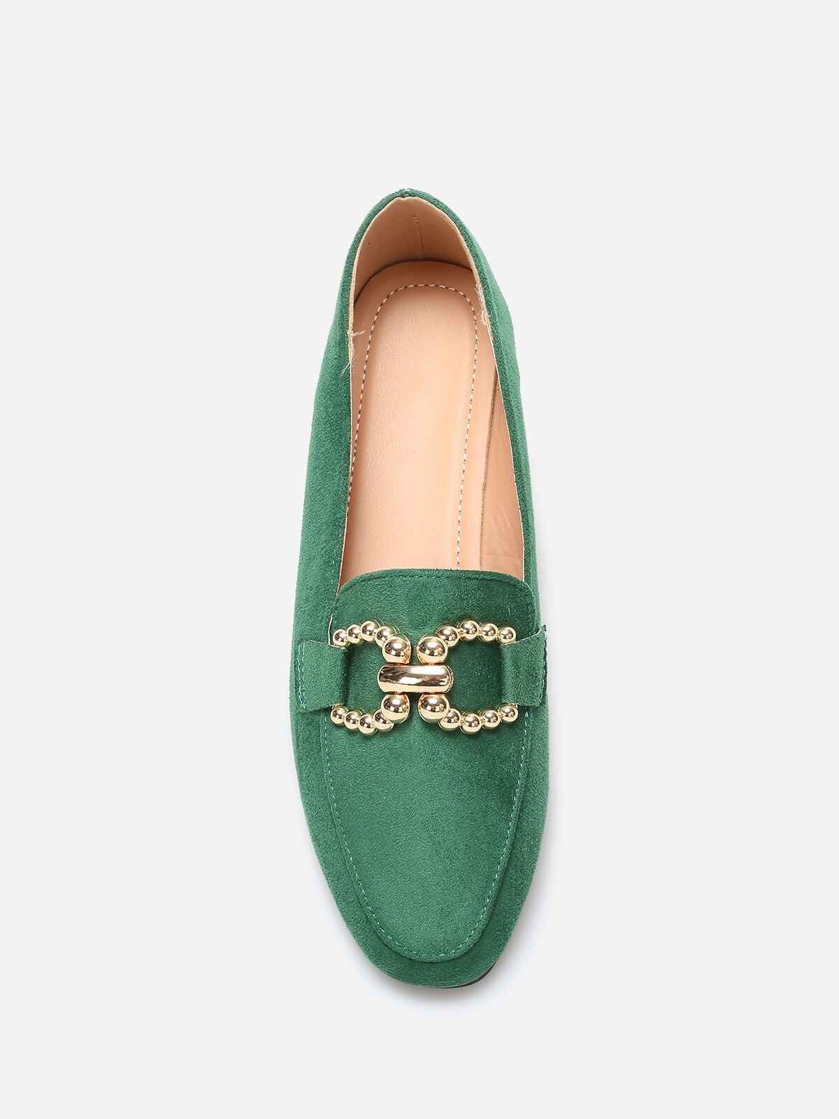 Mocassins en suédine à détail boucle- Vert