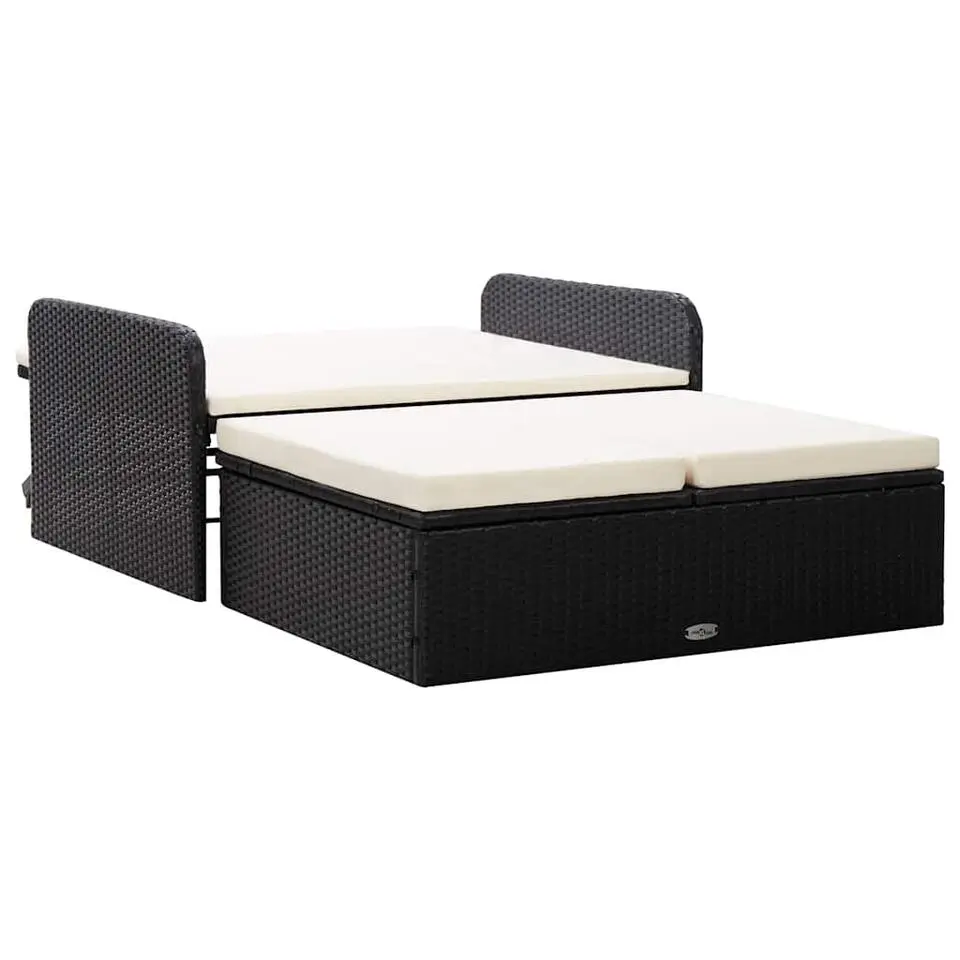 VIDAXL 2-delige Loungeset met kussens poly rattan zwart