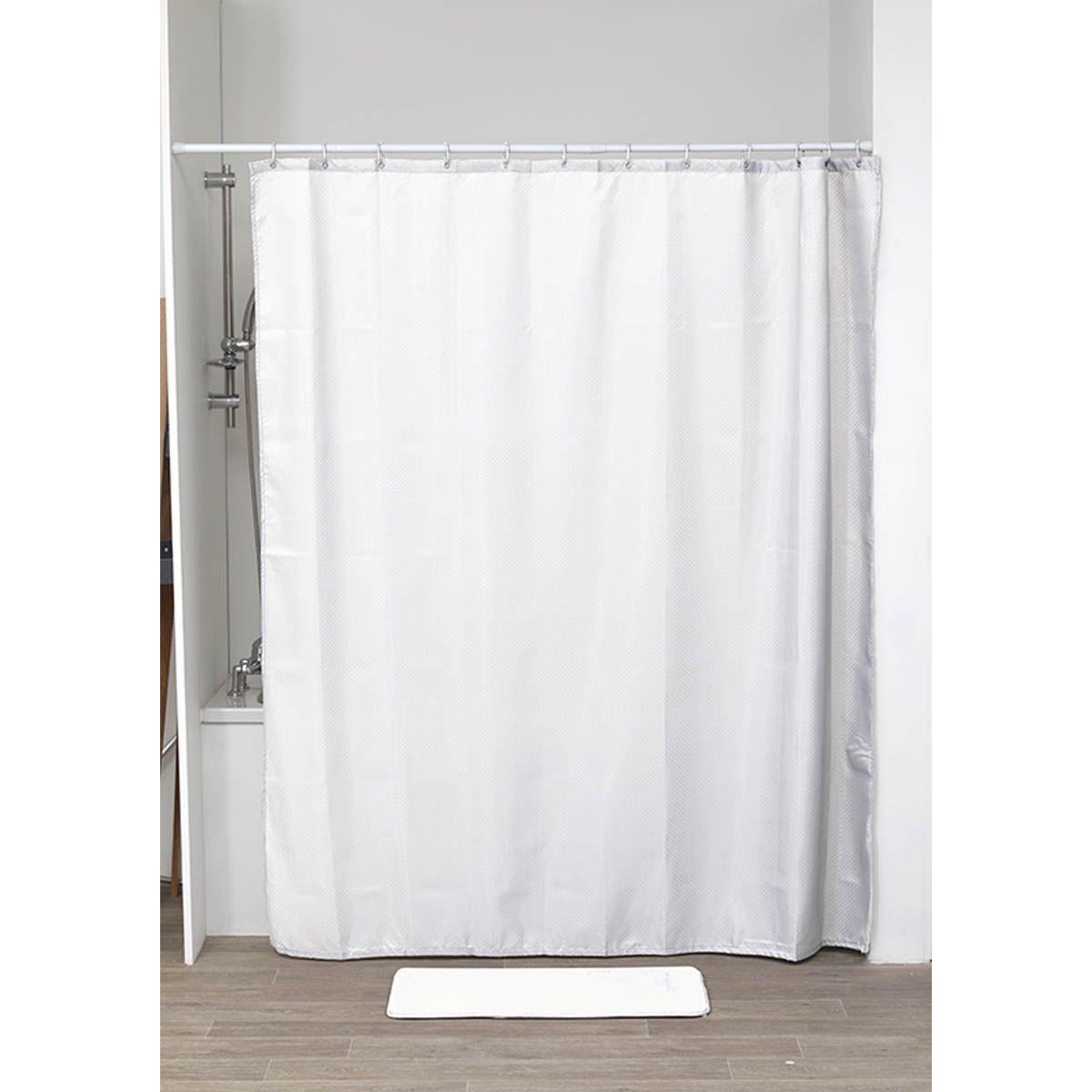 RIDEAU DE DOUCHE POLYESTER 180X200CM MOTIFS DIAMANTS BLANC