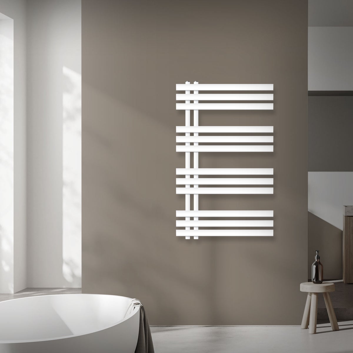 ECD Germany Iron EM Design Elektrische Badkamerradiator 600 x 1000 mm Wit met 600W Verwarmingselement - Hoog Vermogen - Elektrische Designradiator Paneelradiator Handdoekwarmer Handdoekdroger