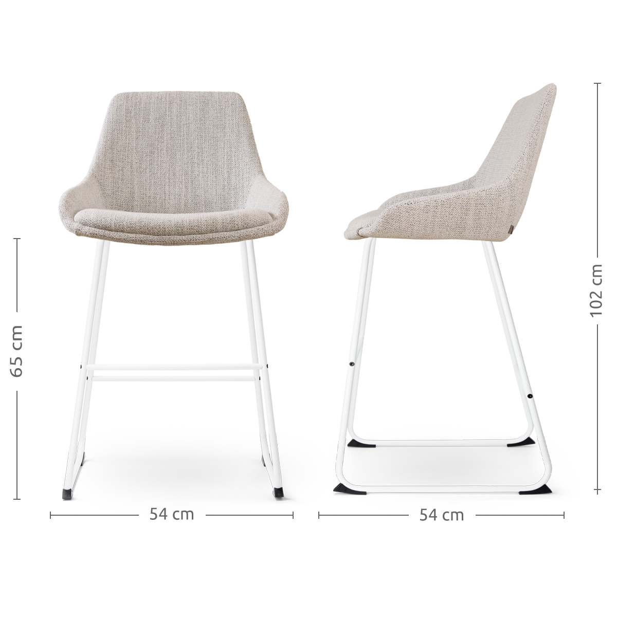 Barkruk Nino-Isa grijs beige gemêleerd - wit 65 cm