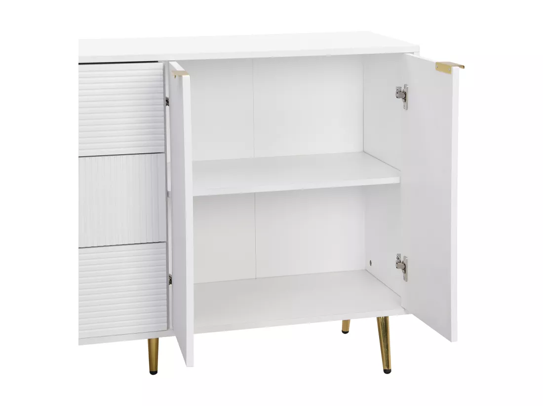 Buffet moderne - 2 portes et 3 tiroirs - Blanc