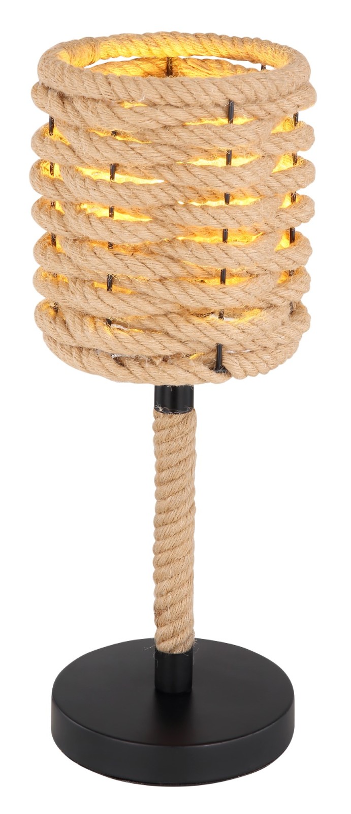 Tischleuchte - schwarz-naturfarben - 45 cm
